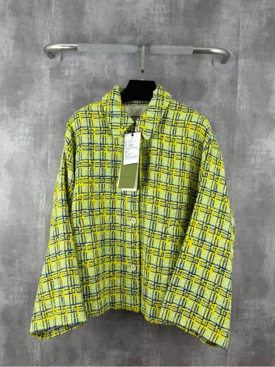 Gucci Jackets & Blazers - Authentic Gucci Yellow and Blue GG Plaid Bouclé Jacket